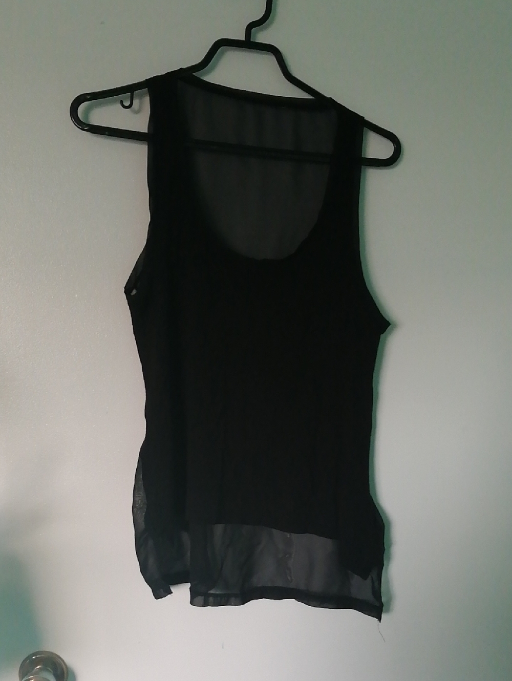 H&M Basic Black High Low Tee W Sheer Back